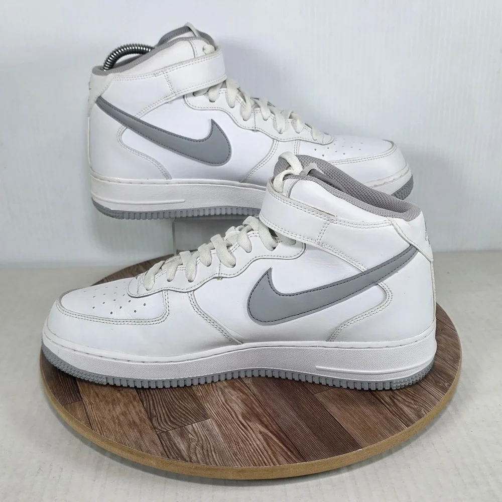 Nike Air Force 1 Mid '07 White Wolf Grey Mens 10.5 DV0806-100 High Top Sneakers